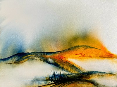 Aquarelle contemporaine. Idéale pour joindre à la calligraphie !