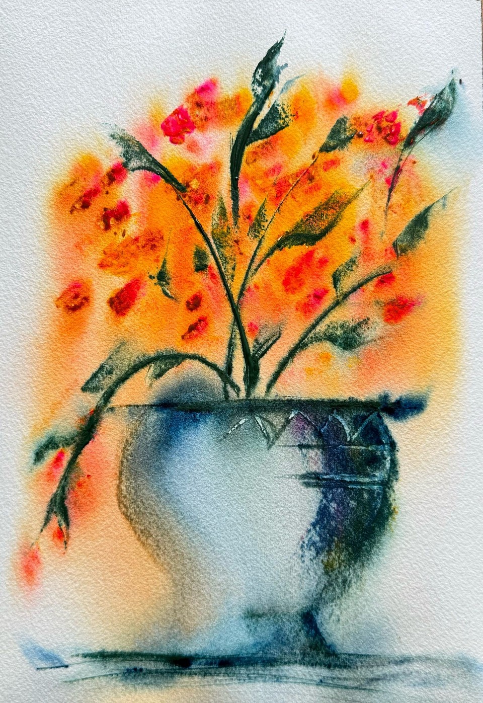 L’aquarelle travaillé d’une manière plus libre pour un faire un beau complément à la calligraphie !