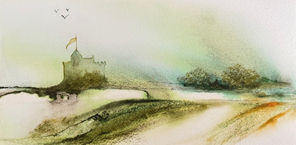 L’aquarelle travaillée d’une manière plus libre pour un faire un beau complément à la calligraphie !